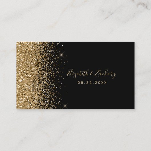 Carte De Placement Mariage Edge Parties scintillant Black Gold modern (Dos)
