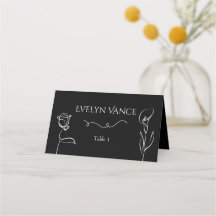 Mariage Élégance Florale à Main Levée Noir et Hume