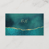 Carte De Placement Mariage élégant à l'agate turquoise et or (Dos)