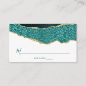 Carte De Placement Mariage élégant à l'agate turquoise et or (Devant)