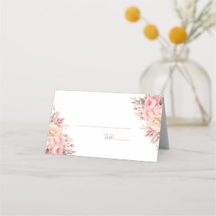 Carte De Placement Mariage Élégant aux Roses Roses et Ivoire