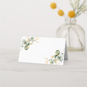 Carte De Placement Mariage élégant avec verdure dorée