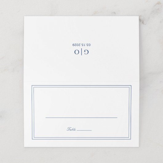 Carte De Placement Mariage élégant bleu de la marine classique (Extérieur déplié)