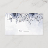 Carte De Placement Mariage Élégant Bleu Dusty Et Floral Navy (Devant)