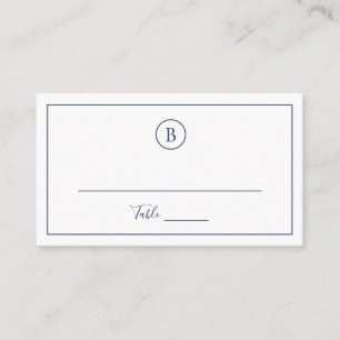 Carte De Placement Mariage élégant bleu marine traditionnel