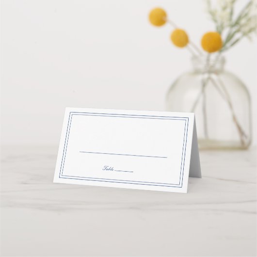 Carte De Placement Mariage Élégant Bleu Nuit Classique (Devant)