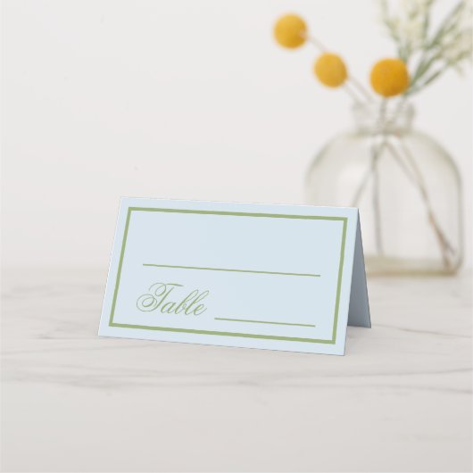 Carte De Placement Mariage Élégant Bleu Vert  (Devant)