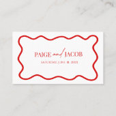 Carte De Placement Mariage Élégant Bordure Ondulée Rouge Blanc (Dos)
