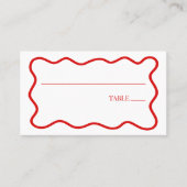 Carte De Placement Mariage Élégant Bordure Ondulée Rouge Blanc (Devant)