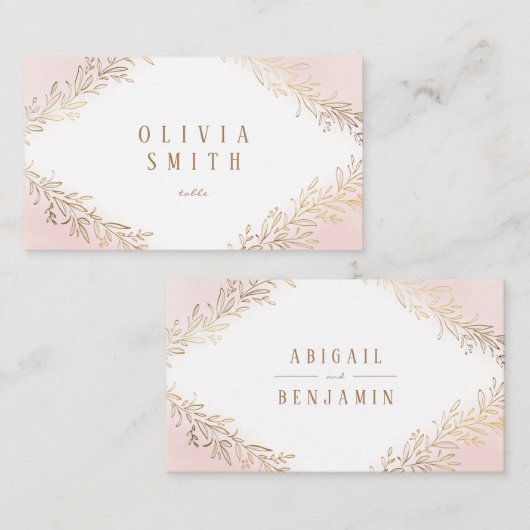 Carte De Placement Mariage élégant, botanique et doré (Devant / Derrière)