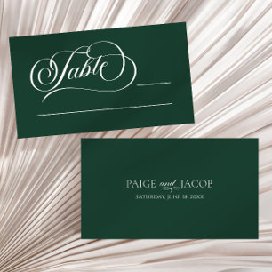Carte De Placement Mariage Élégant Classique Minimaliste Vert Émeraud