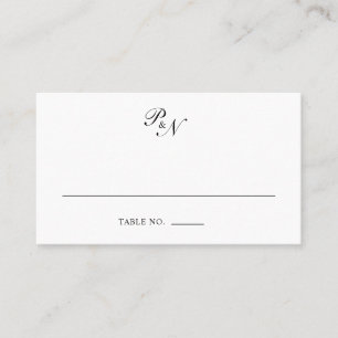 Carte De Placement Mariage élégant classique noir et blanc