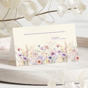 Carte De Placement Mariage Élégant de Prairie de Fleurs Sauvages Rose