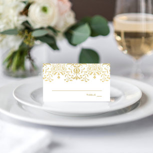 Carte De Placement Mariage élégant doré avec glamour vintage