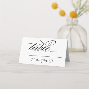 Carte De Placement Mariage élégant en écriture calligraphique noire s