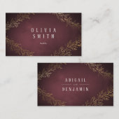 Carte De Placement Mariage élégant et botanique en or doré (Devant / Derrière)