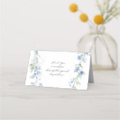 Carte De Placement Mariage élégant fleur sauvage bleu et blanc rustiq (Dos)
