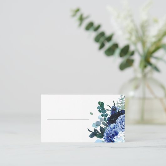 Carte De Placement Mariage élégant Indigo et Bleu Soft (Debout devant)