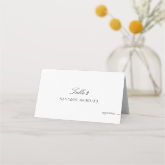 Carte De Placement Mariage Élégant & Minimaliste avec Choix de Repas