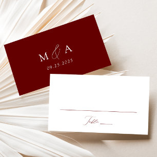 Carte De Placement Mariage Élégant Moderne Écriture Bordeaux