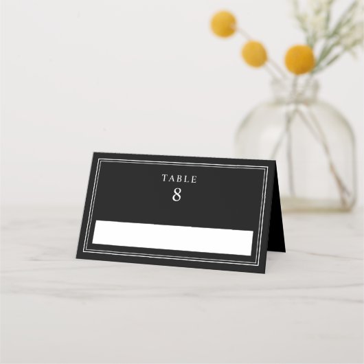 Carte De Placement Mariage élégant noir (Devant)