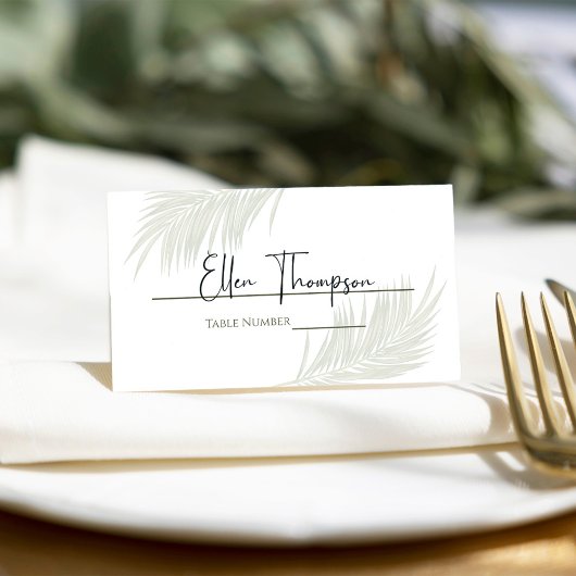 Carte De Placement Mariage Elegant Palm Feuille Réception Siège