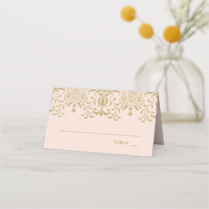 Carte De Placement Mariage Élégant Rose Pâle Or Glamour Vintage