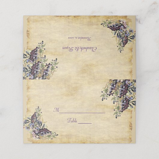 Carte De Placement Mariage Élégant, Rustique Campagnard, de Vignoble (Extérieur déplié)