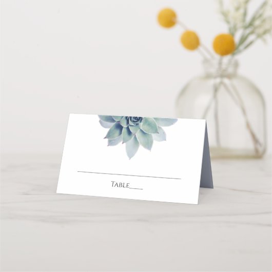 Carte De Placement Mariage Élégant Vert Floral Succulent (Devant)