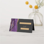 Carte De Placement Mariage élégant Violet Or Agate Foncé (Devant)