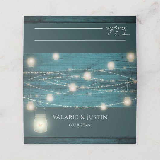 Carte De Placement Mariage en bois bleu Boho rustique (Extérieur déplié)