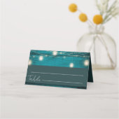 Carte De Placement Mariage en bois bleu Boho rustique (Dos)