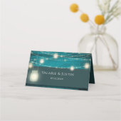 Carte De Placement Mariage en bois bleu Boho rustique (Devant)
