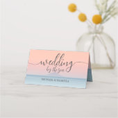 Carte De Placement Mariage en bord de mer sous le soleil couchant (Dos)