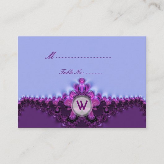 Carte De Placement Mariage en dentelle violet mauve-satin (Devant)