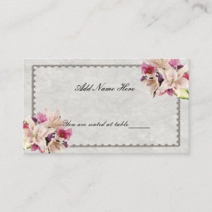 Carte De Placement Mariage en marbre blanc Lily Floral Table Place Ca
