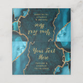 Carte De Placement Mariage en marbre turquoise et doré (Extérieur déplié)
