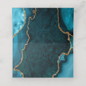 Carte De Placement Mariage en marbre turquoise et doré (Intérieur déplié)