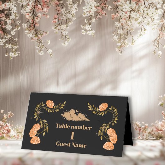 Carte De Placement Mariage Étoiles Noires de Minuit Céleste