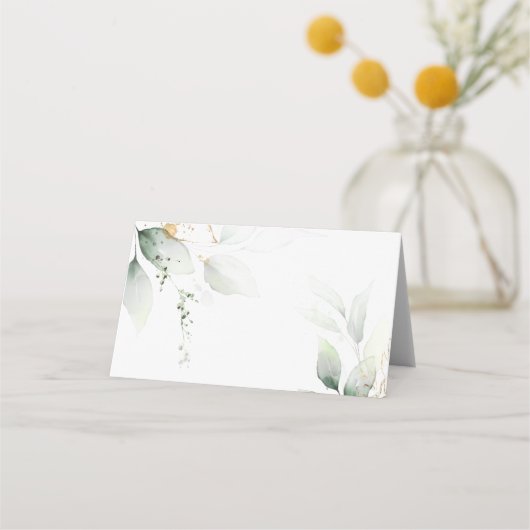 Carte De Placement Mariage Eucalyptus Vert & Or (Dos)