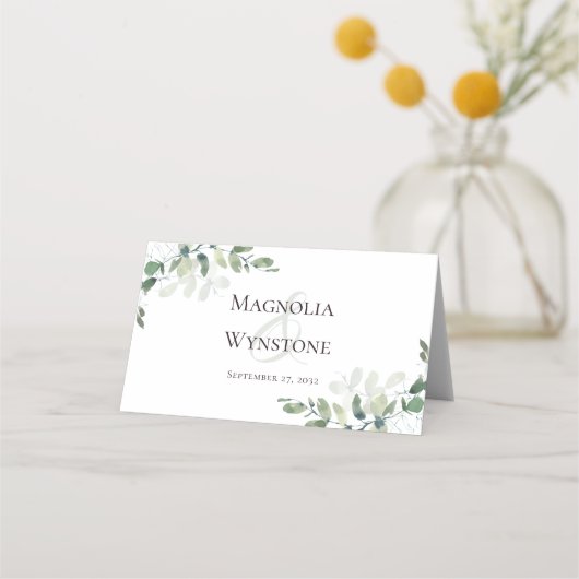 Carte De Placement Mariage Eucalyptus Vert Succulent (Dos)