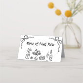 Carte De Placement Mariage Fantaisie à la Main en Noir  (Dos)