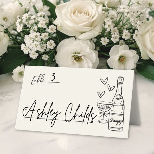 Carte De Placement Mariage Fantaisiste Dessiné à la Main