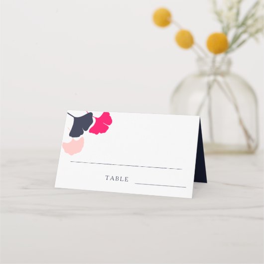 Carte De Placement Mariage Feuille Bold Modern Navy et Pink Ginkgo (Devant)