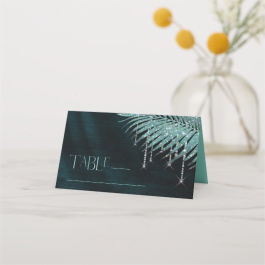 Carte De Placement Mariage feuille de joaillerie ID Turquoise830 (Devant)