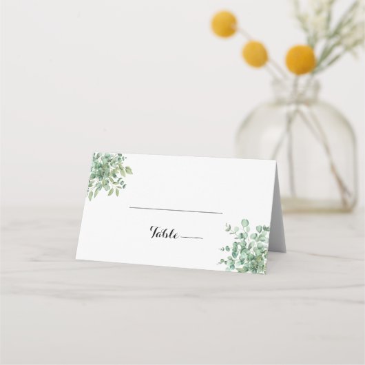 Carte De Placement Mariage Feuille de l'Eucalyptus (Devant)