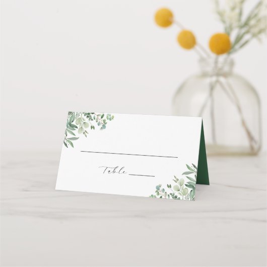 Carte De Placement Mariage Feuille de l'Eucalyptus vert (Devant)