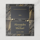 Carte De Placement Mariage Feuille moderne Black Gold Tropical (Extérieur déplié)