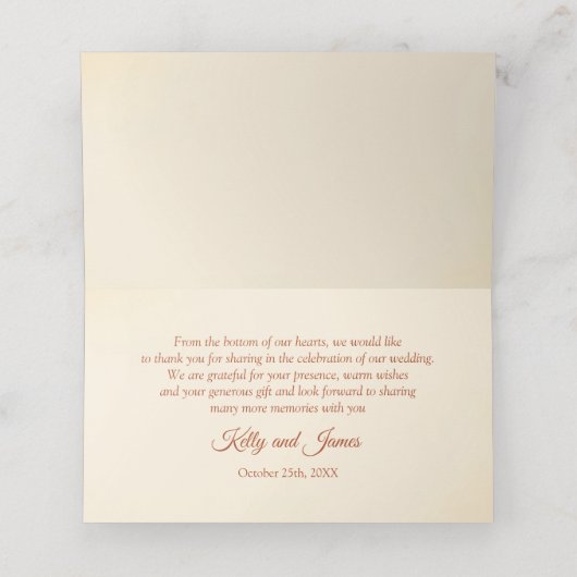 Carte De Placement Mariage Feuille Red & Gold (Intérieur déplié)