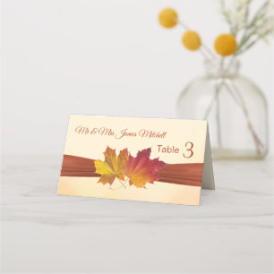 Carte De Placement Mariage Feuille Red & Gold 